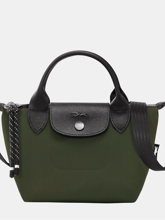 Longchamp Handbags - Longchamp Small Top-Handle Tote in Olive Green with Black Trim